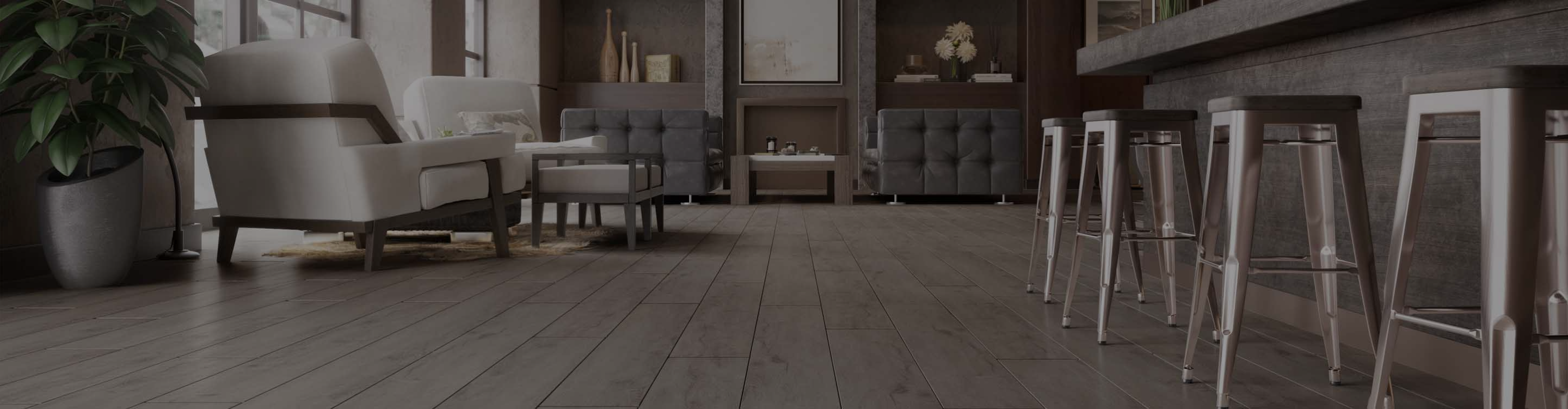 Vinyl flooring in living room with couch, chair, and coffee table